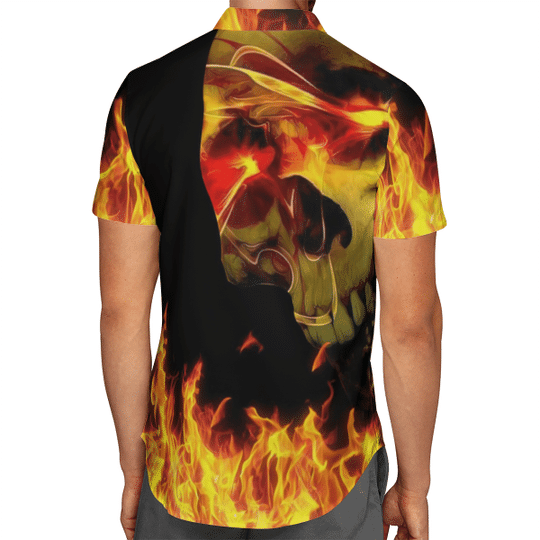 Biker Skull Fire Hawaiian Shirt Biker Skull Fire Hawaiian Shirt