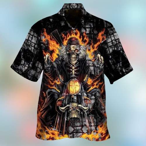 Biker Skull Hawaiian Shirt Biker Skull Hawaiian Shirt