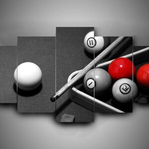 Billiard 1 - Gaming 5 Panel Canvas Art Wall Decor