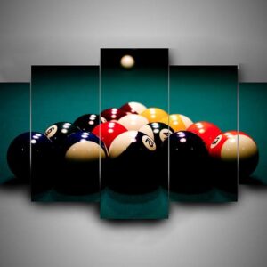 Billiard 2 - Gaming 5 Panel Canvas Art Wall Decor