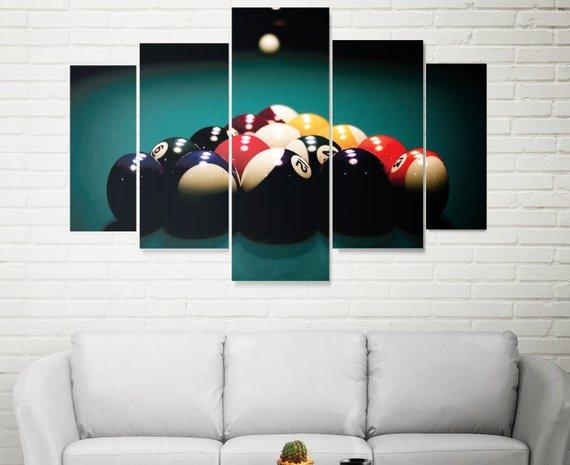 Billiards Home 3 - Gaming 5 Panel Canvas Art Wall Decor Billiards Home 3 - Gaming 5 Panel Canvas Art Wall Decor