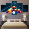 Billiards Pool Table Balls Cue - Sport 5 Panel Canvas Art Wall Decor