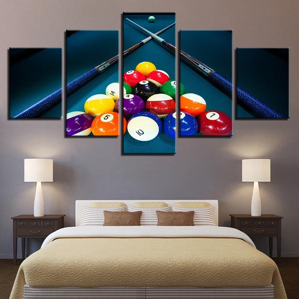 Billiards Pool Table Balls Cue - Sport 5 Panel Canvas Art Wall Decor Billiards Pool Table Balls Cue - Sport 5 Panel Canvas Art Wall Decor