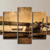 Biplane Vintage Airplane - Airplane 5 Panel Canvas Art Wall Decor