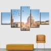 Bird And European Buildings - Nature 5 Panel Canvas Art Wall Decor
