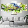 Bird Stood On The Branch Abstract - Anima 5 Panel Canvas Art Wall Decor