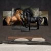 Black And Bay Horses - Animal 5 Panel Canvas Art Wall Decor