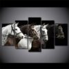 Black And Brown Horse Race 1 - Animal 5 Panel Canvas Art Wall Decor