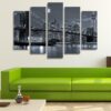 Black And White A Bridge -Abstract 5 Panel Canvas Art Wall Decor