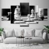 Black And White Chess 01 - Gaming 5 Panel Canvas Art Wall Decor