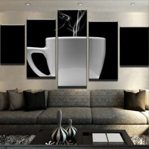 Black And White Coffee - Nature 5 Panel Canvas Art Wall Decor