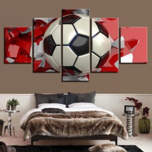 Black And White Football - Sport 5 Panel Canvas Art Wall Decor