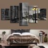 Black And White London Street - Space 5 Panel Canvas Art Wall Decor