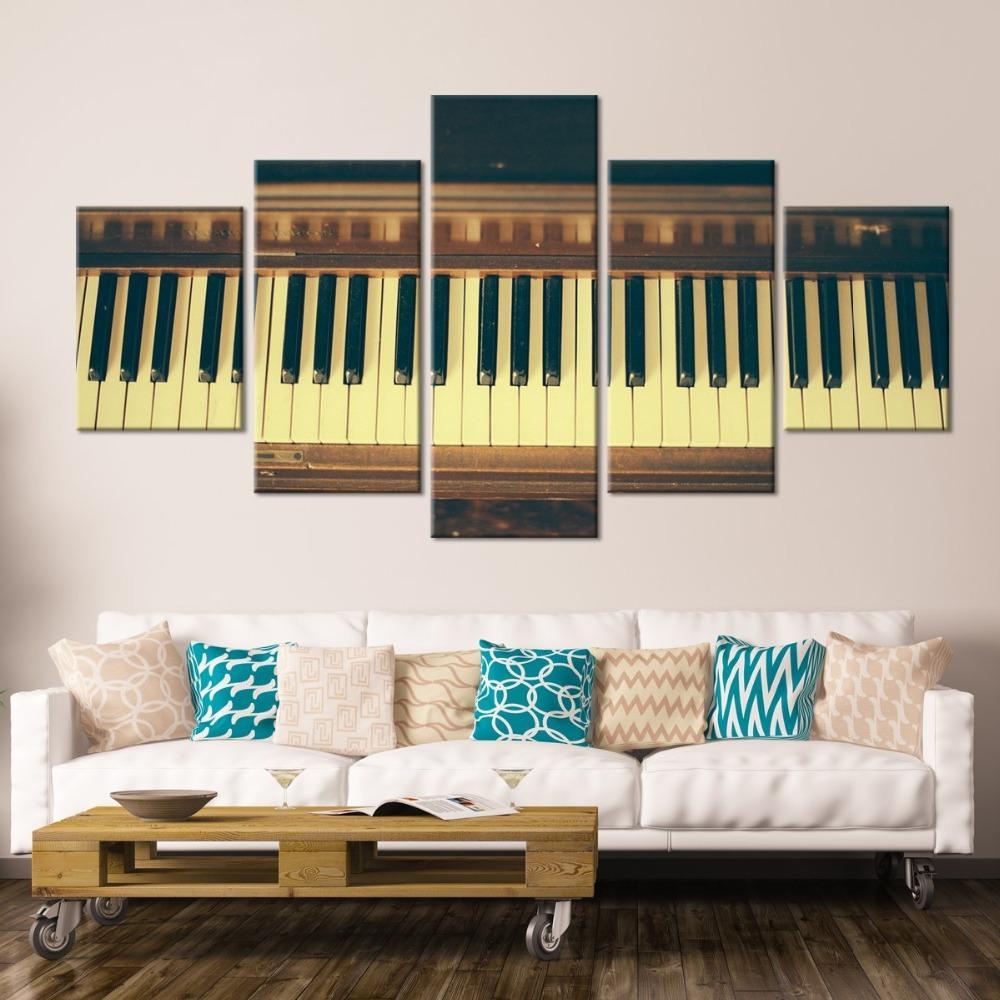 Black And White Piano Keys Music - Music 5 Panel Canvas Art Wall Decor Black And White Piano Keys Music - Music 5 Panel Canvas Art Wall Decor