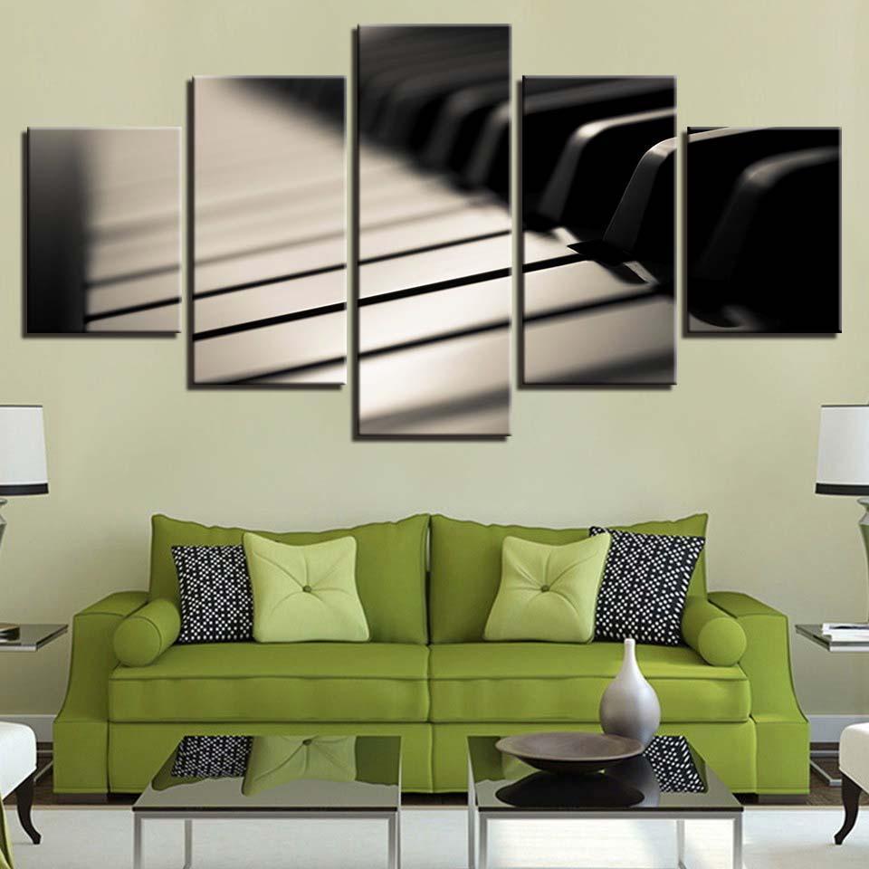 Black And White Piano Keys - Music 5 Panel Canvas Art Wall Decor Black And White Piano Keys - Music 5 Panel Canvas Art Wall Decor