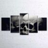 Black And White Skull 1 - Abstract 5 Panel Canvas Art Wall Decor