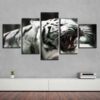 Black And White Tiger 3 - Animal 5 Panel Canvas Art Wall Decor