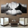 Black And White Wolves - Animal 5 Panel Canvas Art Wall Decor