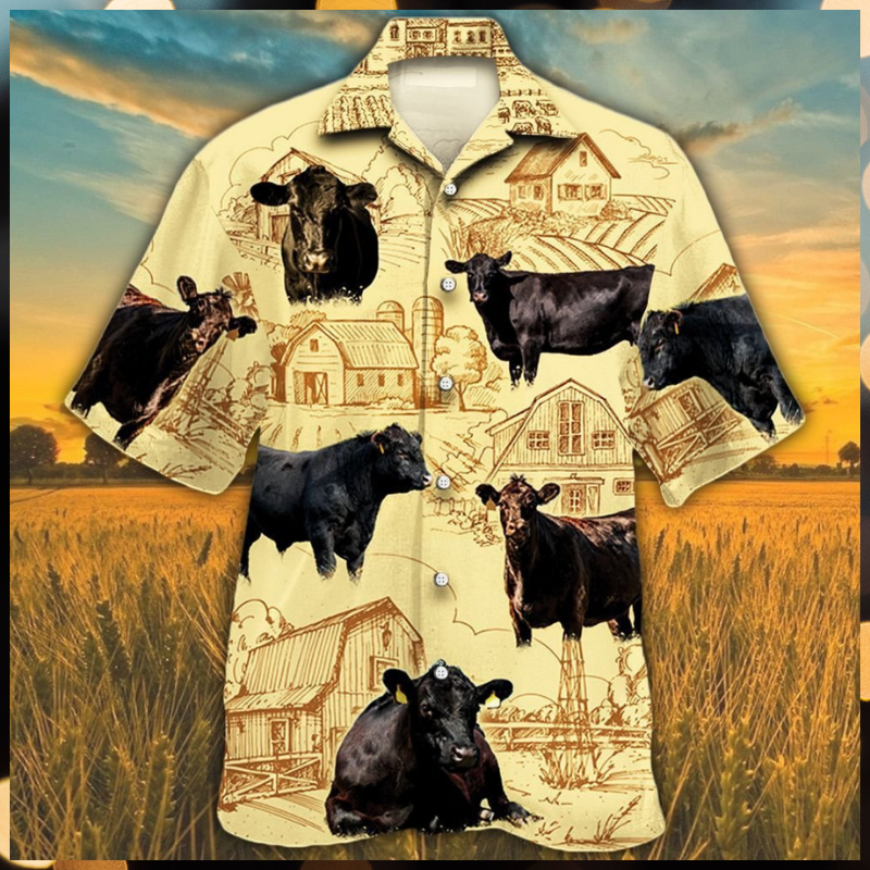 Black Angus Cattle Farm Hawaiian Shirt Black Angus Cattle Farm Hawaiian Shirt
