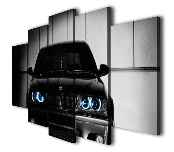 Black Bmw Sport Car - Automative 5 Panel Canvas Art Wall Decor Black Bmw Sport Car - Automative 5 Panel Canvas Art Wall Decor