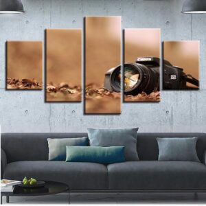 Black Camera - Abstract 5 Panel Canvas Art Wall Decor