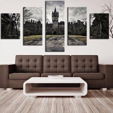 Black Castle - Nature 5 Panel Canvas Art Wall Decor Black Castle - Nature 5 Panel Canvas Art Wall Decor