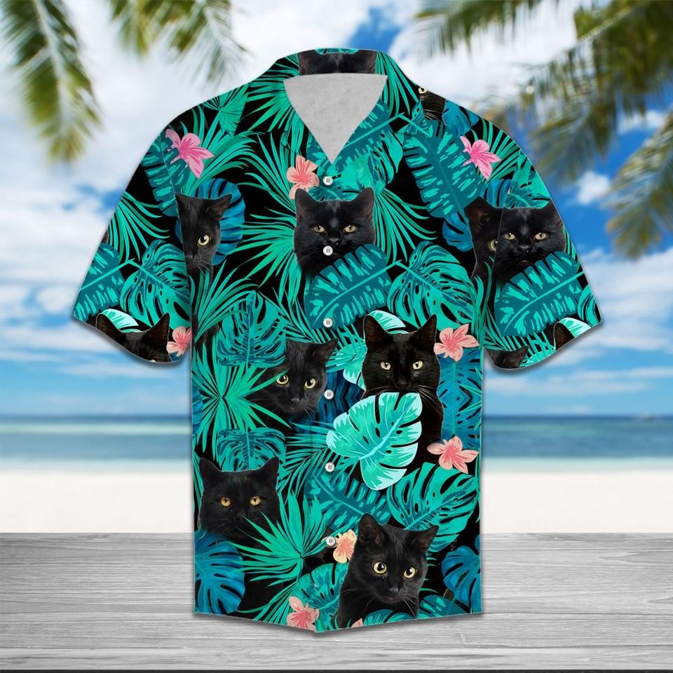 Black Cat Tropical Hawaiian Shirt Black Cat Tropical Hawaiian Shirt