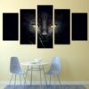 Black Cat - Animal 5 Panel Canvas Art Wall Decor