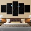 Black Cats Blue Eyes - Animal 5 Panel Canvas Art Wall Decor
