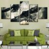 Black Eagle Animal Dark Flying Wings Vintage - Animal 5 Panel Canvas Art Wall Decor
