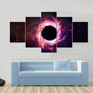 Black Hole In Space - Space 5 Panel Canvas Art Wall Decor