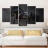 Black Horse Large Black Horse Large - Nature 5 Panel Canvas Art Wall Decor
