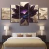 Black Lotus Abstract Flower - Nature 5 Panel Canvas Art Wall Decor