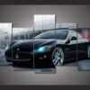 Black Maserati Sport Car - 5 Panel Canvas Art Wall Decor