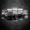 Black Nissan GTR Sports Car & Motor - 5 Panel Canvas Art Wall Decor