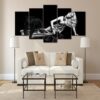 Black Panther And Women - Abstract Animal 5 Panel Canvas Art Wall Decor