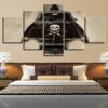 Black Skull Car - Automative 5 Panel Canvas Art Wall Decor