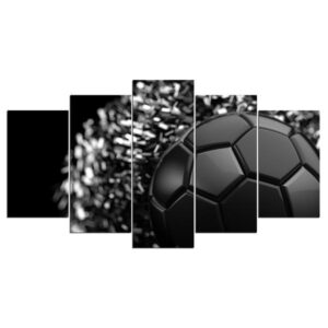 Black Soccer Ball Player Sport - Sport 5 Panel Canvas Art Wall Decor