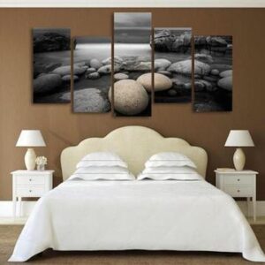 Black Stone - Nature 5 Panel Canvas Art Wall Decor