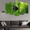 Black Swan In A Green Lake 01 - Animal 5 Panel Canvas Art Wall Decor