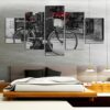 Black White Bicycle - Nature 5 Panel Canvas Art Wall Decor