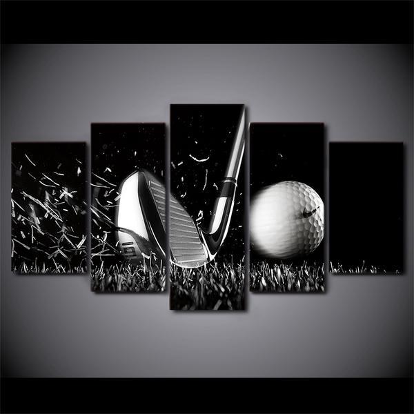 Black / White Golf Golfing - Sport 5 Panel Canvas Art Wall Decor Black / White Golf Golfing - Sport 5 Panel Canvas Art Wall Decor