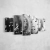 Black & White Notes - Music 5 Panel Canvas Art Wall Decor