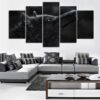 Black Wolf Into The Night - Animal 5 Panel Canvas Art Wall Decor