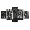 Black and white Hairdressing - Abstract 5 Panel Canvas Art Wall Decor