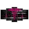 Black and white american flag PINK 01 - Abstract 5 Panel Canvas Art Wall Decor