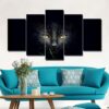 Black cat 10 - Animal 5 Panel Canvas Art Wall Decor