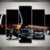 Blackjack Cigar 01 - Wine 5 Panel Canvas Art Wall Decor