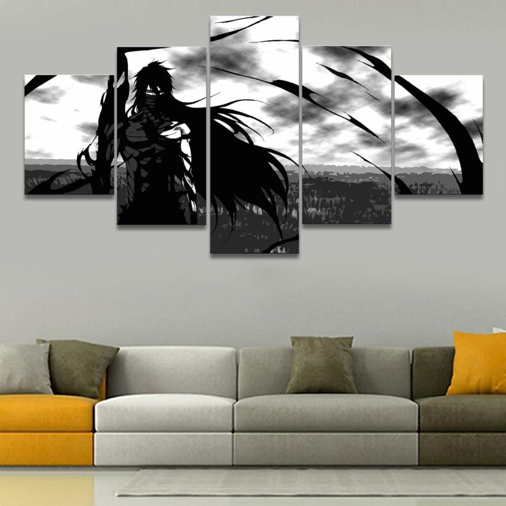Bleach Ichigo Kurosaki Poster 5 Anime - 5 Panel Canvas Art Wall Decor Bleach Ichigo Kurosaki Poster 5 Anime - 5 Panel Canvas Art Wall Decor