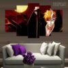 Bleach Ichigo - The Dark Side - Anime 5 Panel Canvas Art Wall Decor
